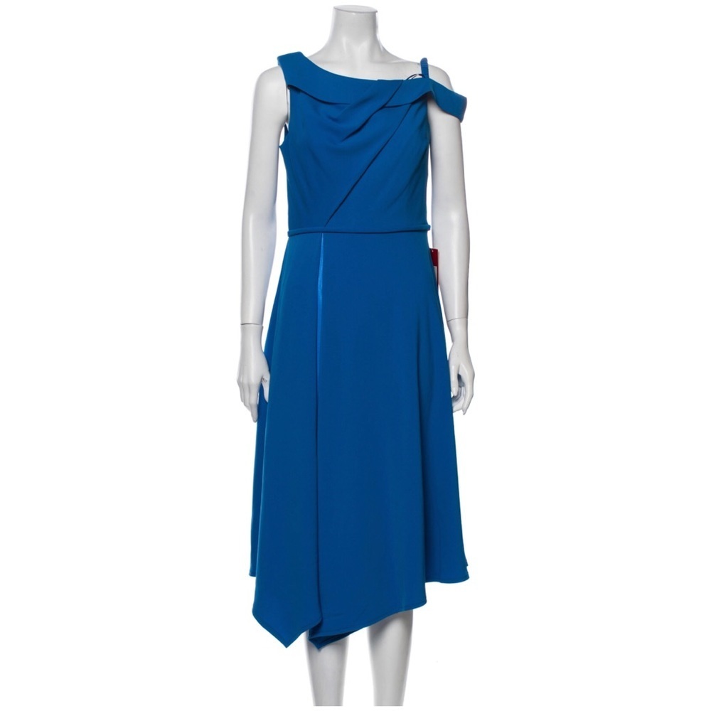 NWT $375 Carmen Marc Valvo Bateau Neckline Midi Dress - Size 8 - Picture 4 of 9